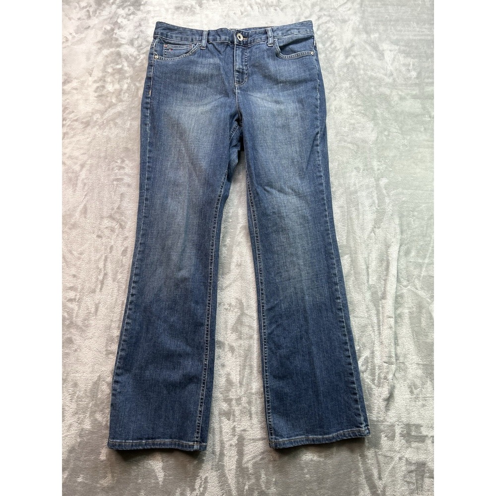 Tommy Hilfiger Womens Sz 12R Blue Jeans Hope Boot Western Cowgirl Mid Rise Faded